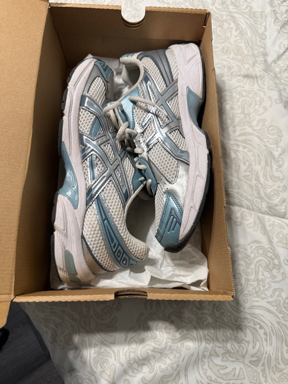 Asics White and Shark Skin GEL-1130 Sneakers